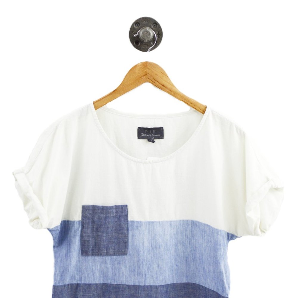 Pjk Color Block Chambray Top #206-62 - image 2